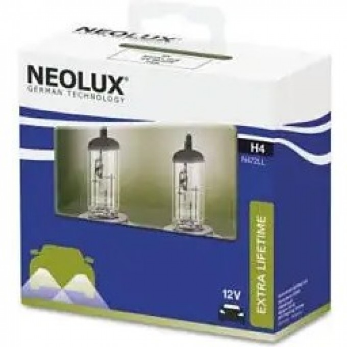 Автолампы NEOLUX H4 EXTRA LIFE TIME N472LL-2SCB (2 шт.) 4052899500990