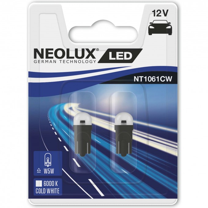 Автолампы NEOLUX ≜W5W LED technology NT1061CW-02B Белый (2 шт) 4052899477230