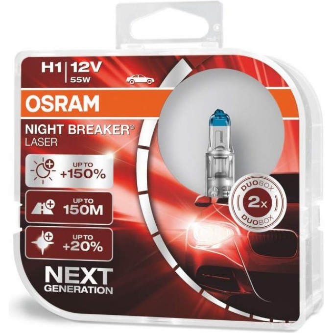 Автолампы OSARAM H1 OSRAM NIGHT BREAKER LASER 64150NL-HCB (2 шт) 4052899991491