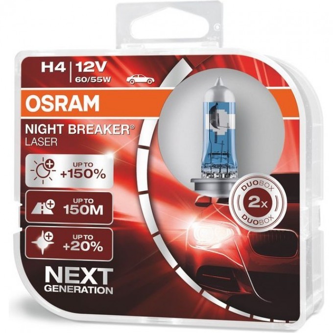 Автолампы OSARAM H4 OSRAM NIGHT BREAKER LASER 64193NL-HCB (2 шт) 4052899991699