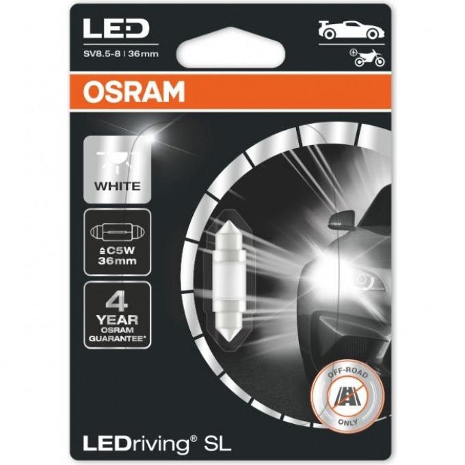 Автолампы OSRAM C5W LEDriving SL 36mm Белые - 6418DWP (1 шт) 4062172150651