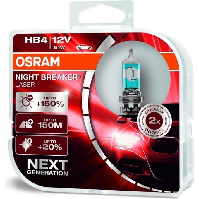 Автолампы OSRAM HB4 NIGHT BREAKER® LASER 9006NL - HCB (2 шт) 4052899992177