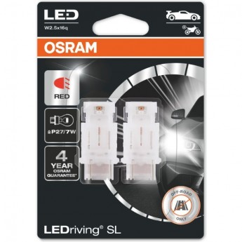 Автолампы OSRAM LED ≜P27/7W LEDRIVING SL 3157DRP-02B RED Красные