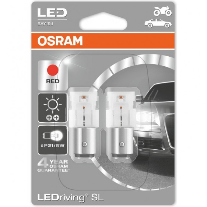 Автолампы OSRAM LED ≜PR21/5W LEDRIVING 1458R-02B RED - Красный 4052899519909