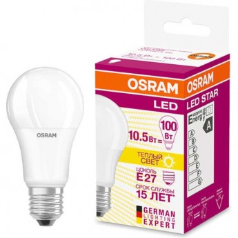 Лампа светодиодная LED OSRAM STAR CLASSIC A 100 10W/827 10Вт 2700К E27 1060лм 220-240В