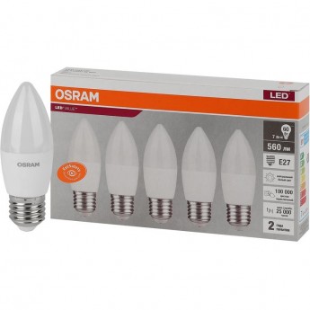 Лампа светодиодная LED OSRAM VALUE LVCLB60 7SW/840 7Вт E27 230В 2х5 RU (уп.5шт)