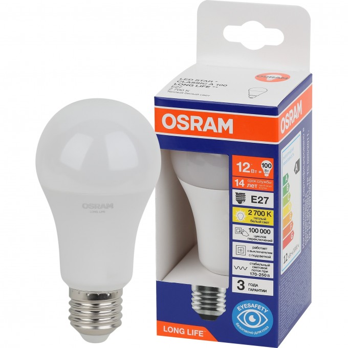 Лампа светодиодная OSRAM LED 12Вт Е27 2700К 1055Лм груша 220В 4099854186066