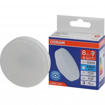 Лампа светодиодная OSRAM LED 8Вт GX53 6500К 640Лм спот 220В