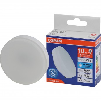 Лампа светодиодная OSRAM LONG LIFE LED 10Вт GX53 6500К 800Лм спот 220В (замена 75Вт)