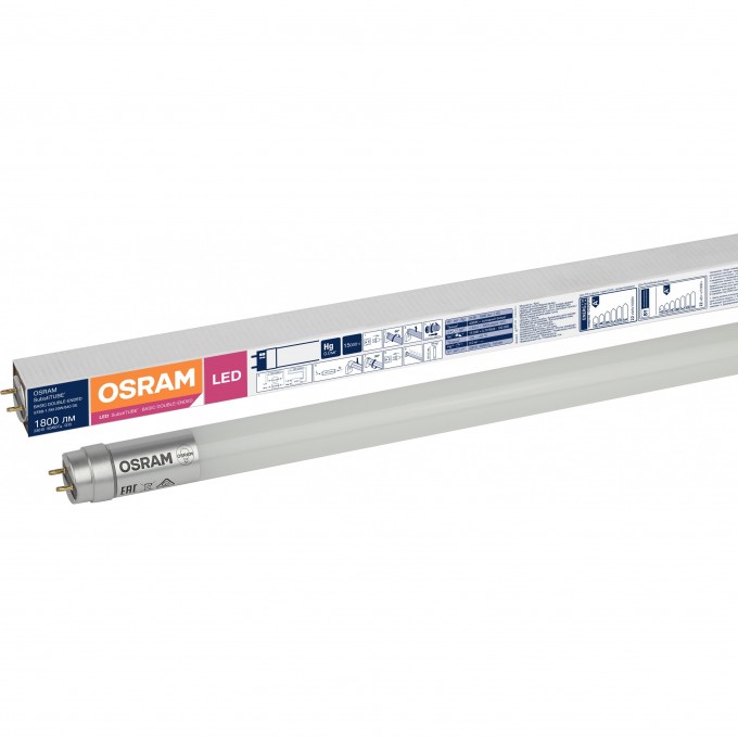 Лампа светодиодная OSRAM LS LED 20Вт G13 4000К 1800лм трубка 230V FR Т8 1,5м двустороннее подключение 4058075480186